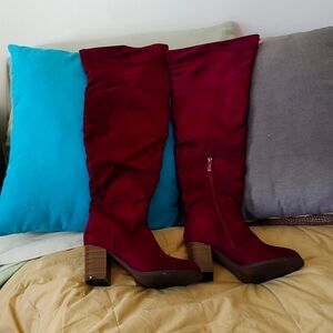 CG thigh high suede boots